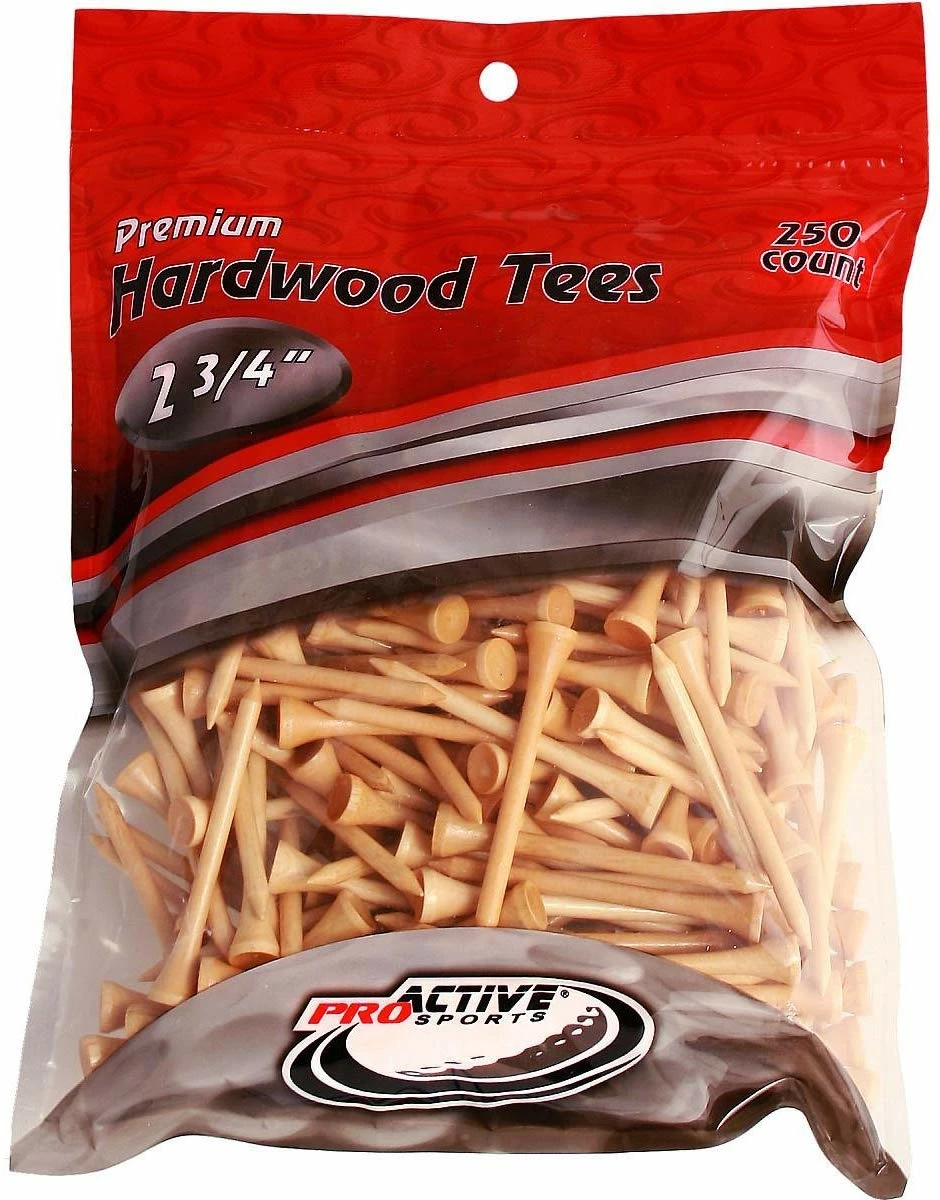 CaddiesShack ProActive Premium Sports Hardwood Golf Tees 2.75" 250 Count