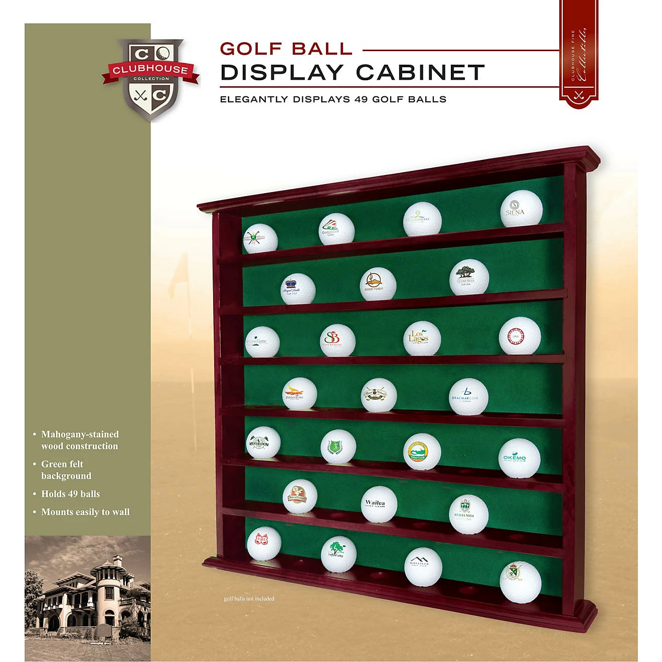 J&M Golf Ball Display Cabinet - 49 Golf Balls