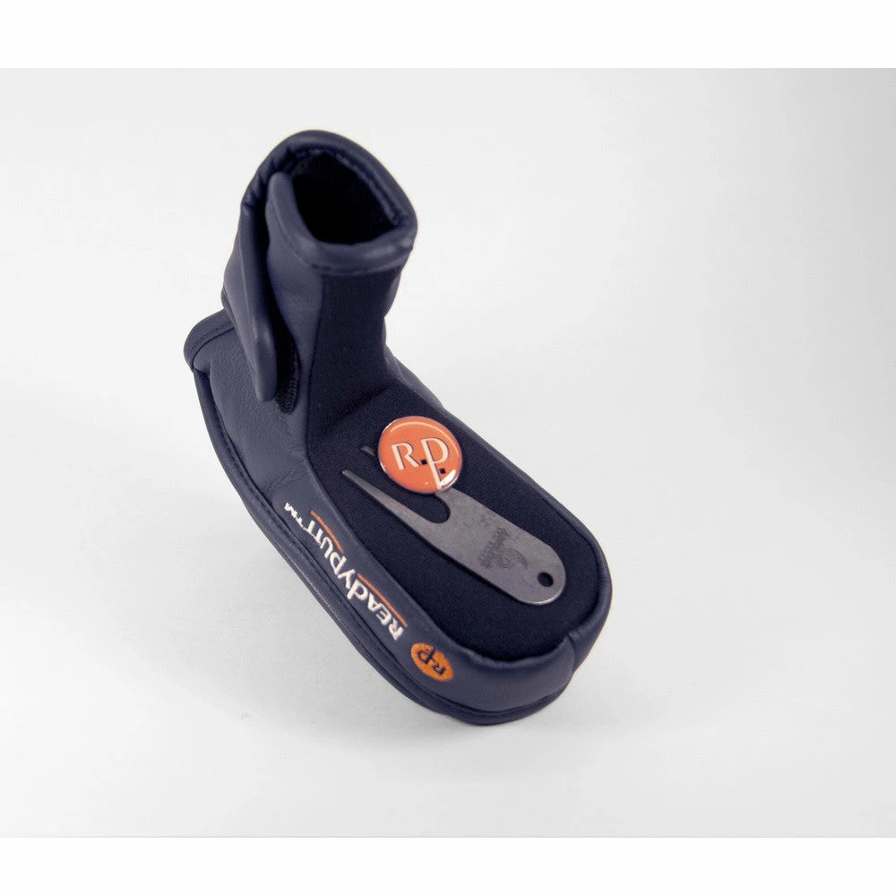 ReadyPutt Blade Mid-Mallet Putter Head Cover With Ball Cleaner - Navy Blue - Image 2