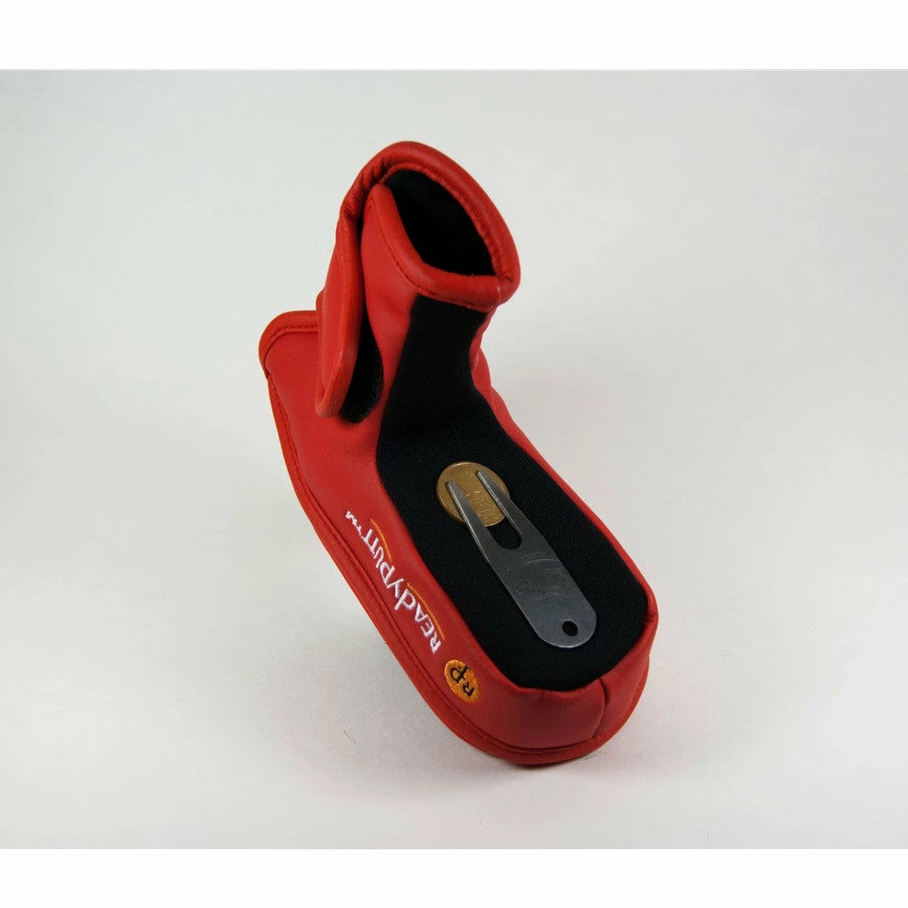 ReadyPutt Blade Mid-Mallet Putter Head Cover With Ball Cleaner - Red - Image 2