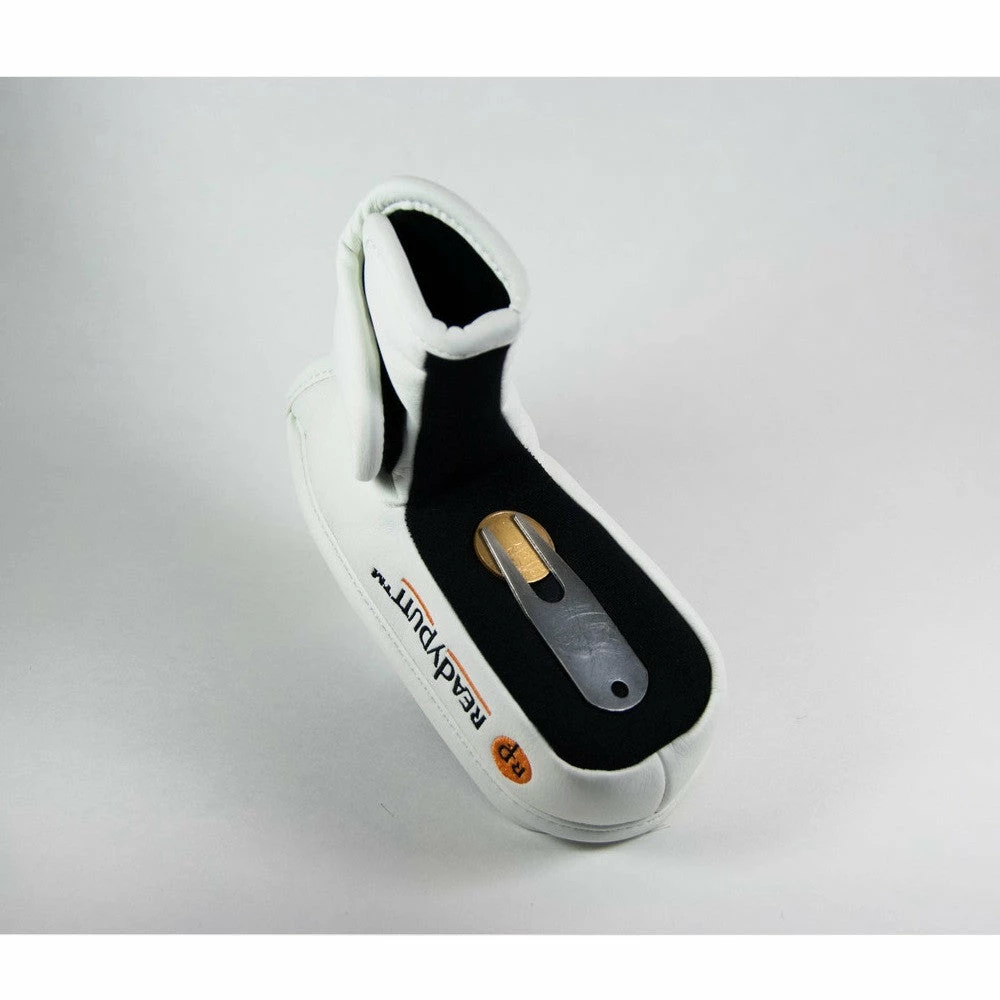 ReadyPutt Blade Mid-Mallet Putter Head Cover With Ball Cleaner - White - Image 2