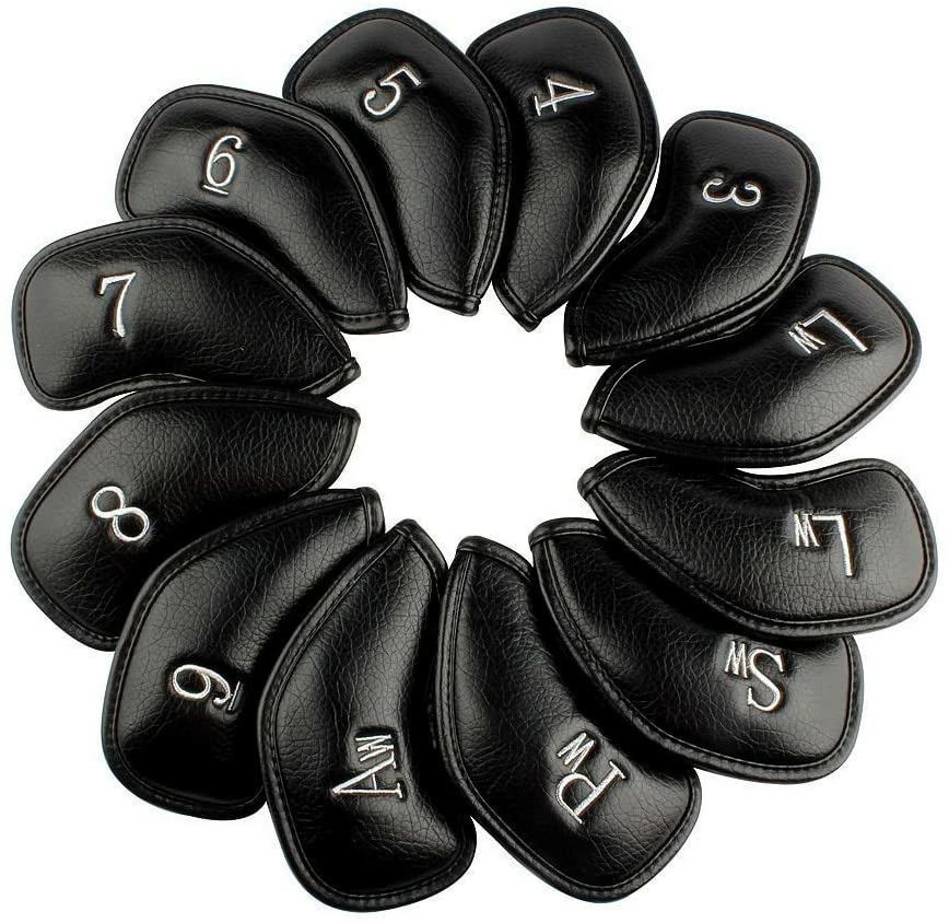 HNM Golf Volf Golf Black Synthetic Leather Iron Covers Set
