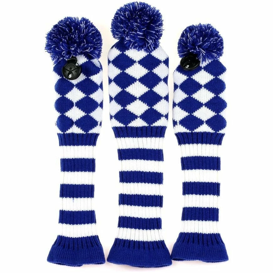 HNM Golf Volf Golf Knit Blue White Diamond Headcover Set