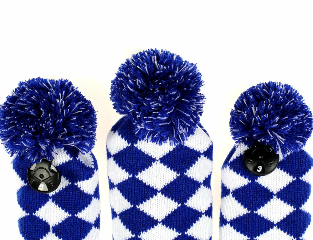 HNM Golf Volf Golf Knit Blue White Diamond Headcover Set - Image 6