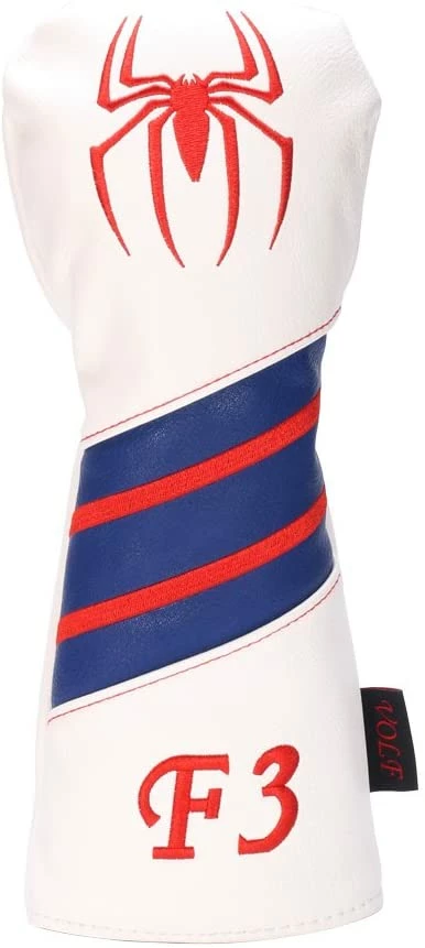 HNM Golf Volf Golf Red White Blue Leather Spider Headcovers - Image 3