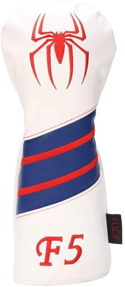 HNM Golf Volf Golf Red White Blue Leather Spider Headcovers - Image 4