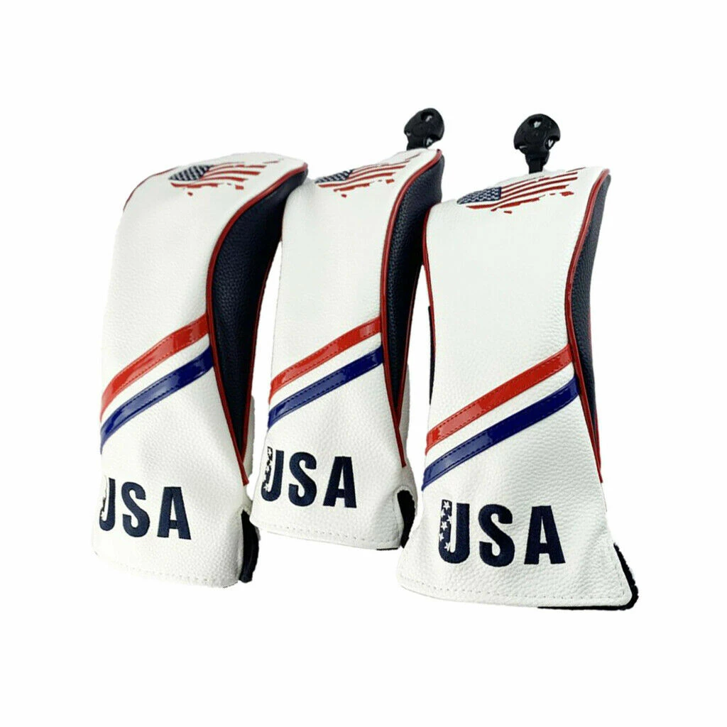 HNM Golf Volf Golf Red White Blue Leather USA Headcovers - Image 10